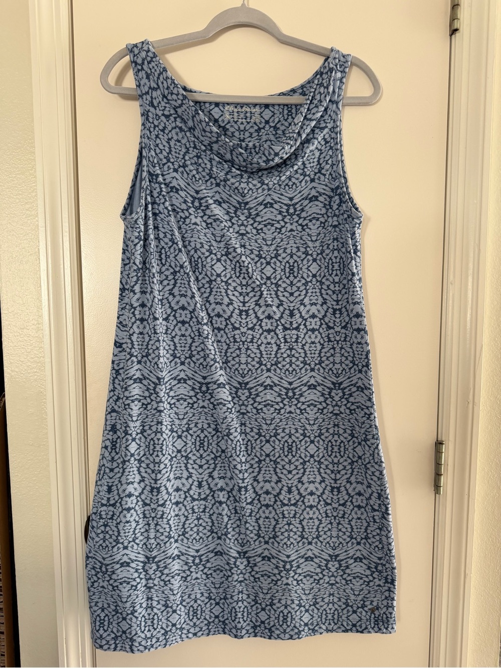 Eddie Bauer Blue Patterned Scoop Neck Dress